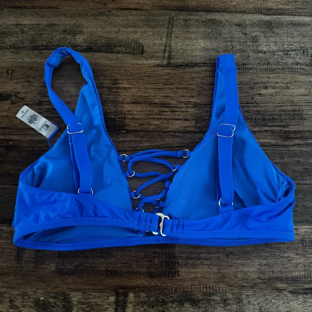 EUC‎ Tini Bikini Blue Lace-Up Front Bikini Top Size Small